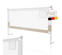 Juskys Barriera Letto per Bambini Jaron 180 cm - Sponda di Sicurezza Regolabile per Materassi 5-25 cm - Protezione Anticaduta con Borsa da Trasporto - Beige