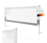 Juskys Barriera Letto per Bambini Jaron 200 cm - Sponda di Sicurezza Regolabile per Materassi 5-25 cm - Protezione Anticaduta con Borsa da Trasporto - Grigio