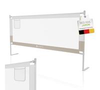 Juskys Barriera Letto per Bambini Jaron 200 cm - Sponda di Sicurezza Regolabile per Materassi 5-25 cm - Protezione Anticaduta con Borsa da Trasporto - Beige