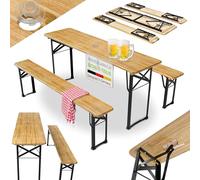 Juskys Set birreria Bichl 3 pezzi e pieghevole 170x46x77 cm - Set di mobili da giardino tavolo da birra e 2 panche da birra - set per tendone in legno Set da campeggio