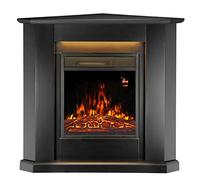 Juskys camino elettrico 1000/2000 W con riscaldamento, fuoco di camino, effetto fiamma, telecomando, illuminazione a LED e timer - Camino elettrico angolare nero