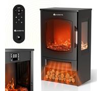 Juskys camino elettrico 1800W - Nero, stufa elettrica con effetto fiamma LED, WiFi/App, telecomando