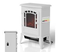 Juskys Camino elettrico 2000 W - Bianco, caminetto autoportante con effetto fiamma, 2 livelli di calore, termostato e spegnimento di sicurezza per il soggiorno