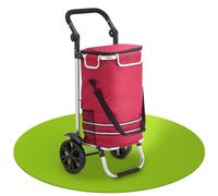 Juskys carrello portaspesa 3in1 con 2 ruote per la spesa - sacco da 56 L rimovibile - carrello pieghevole e moderno - carrello portaspesa rosso
