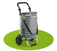 Juskys Carrello Portaspesa 3in1 con 2 Ruote per la Spesa - Sacco da 56 L Rimovibile - Carrello Pieghevole e Moderno - Grigio