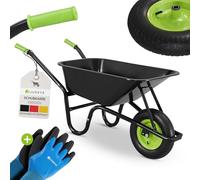 Juskys carriola da giardino - 100 litri di volume - Carico fino a 210 kg - Ruota pneumatica con cerchio in metallo e vasca zincata - Nero