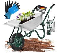 Juskys Carriola da giardino | Volume 100 litri | 210 kg | Ruote pneumatiche con cerchio in metallo | Vasca zincata | Carriola da giardino Carriola a spinta Carriola da trasporto