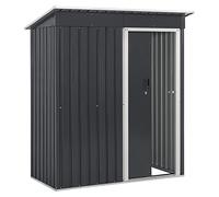 Juskys Casetta per attrezzi S in metallo da 1,4 m², tetto a uno spiovente, porta scorrevole e telaio della base - 161 x 86 x 181 cm Casetta per attrezzi Casetta da giardino Piccolo capanno - Antracite