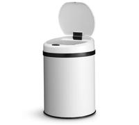 Juskys cestino elettrico e impermeabile da cucina con sensore di movimento, coperchio automatico, anello di fissaggio - 30 L - Bianco