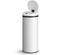 Juskys cestino elettrico e impermeabile da cucina con sensore di movimento, coperchio automatico, anello di fissaggio - 50 L - Bianco