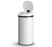 Juskys cestino elettrico e impermeabile da cucina con sensore di movimento, coperchio automatico, anello di fissaggio - 40 L - Bianco