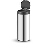 Juskys cestino elettrico e impermeabile da cucina con sensore di movimento, coperchio automatico, anello di fissaggio - 50 L - Argento