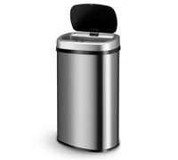 Juskys cestino elettrico e impermeabile da cucina con sensore di movimento, coperchio automatico, forma rettangolare - 60 L - Argento