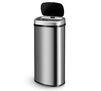 Juskys cestino elettrico e impermeabile da cucina con sensore di movimento, coperchio automatico, forma rettangolare - 70 L - Argento