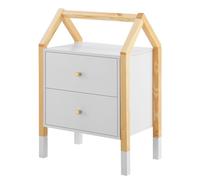 Juskys comodino per bambini Enny con due cassetti - Piccolo, stretto e moderno - Cassettiera in legno - Bianco, naturale