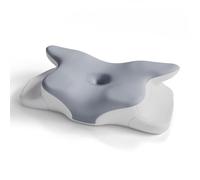 Juskys Cuscino cervicale set da 1 - Guanciale ergonomico memory foam con fodera traspirante - Supporto per collo e sonno salutare - Bianco/Grigio