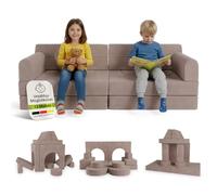 Juskys divano per bambini Kayo - velluto a coste, modulare e morbido, divano per cameretta & stanza dei giochi, sicuro, flessibile, facile da pulire, con rivestimenti sfoderabili - Rosa