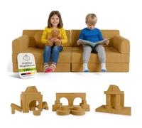 Juskys divano per bambini Kayo - velluto a coste, modulare e morbido, divano per cameretta & stanza dei giochi, sicuro, flessibile, facile da pulire, con rivestimenti sfoderabili - Giallo