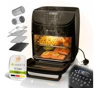 Juskys friggitrice ad aria 12L - nera, Airfryer con schermo LCD touch, 10 modalità, regolazione 25-200 °C & kit completo