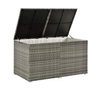 Juskys Scatola per cuscini Polyrattan Ikaria 950 L con coperchio con meccanismo di sollevamento e telo interno - Scatola per cuscini 145 x 82 x 79 cm per giardino - Scatola da giardino grigio-melange