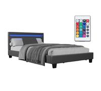 Juskys letto imbottito Paris da 120x200 in grigio - Struttura con LED, tessuto e rete a doghe - Letto singolo