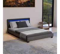 Juskys letto imbottito Paris da 140x200 cm - Struttura letto con illuminazione L