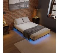 Juskys letto in metallo Palamos 140x200 cm - moderno e minimalista, con rete a doghe integrata, LED, design fluttuante, struttura robusta