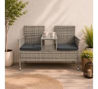 Juskys panca da giardino Monaco in polyrattan - 2 posti con tavolo e cuscini - 1