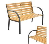 Juskys panchina da giardino Modena a 2 posti con schienale e braccioli panca resistente alle intemperie in legno e acciaio 120x62x82 cm classica per giardino balcone terrazza