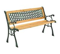 Juskys Panchina da giardino Pisa - Panchina in legno per 2 persone con braccioli e schienale - Resistente alle intemperie 122x54x73 cm - Elementi laterali in ghisa