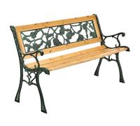 Juskys Panchina da giardino Venezia - Panchina per 2 persone in legno con braccioli e schienale - Resistente alle intemperie 122x54x73 cm - Elementi laterali in ghisa