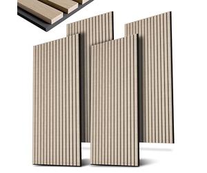 Juskys Pannelli acustici da Parete, Set da 4, 120x60 cm, 2,88 m², riduce eco e rumore - Revere natural chiaro