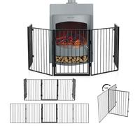 Juskys Parascintille in metallo 300 x 76 cm pieghevole - Griglia di protezione per animali - 5 elementi inclusa porta - Cancelletto di sicurezza