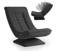 Juskys Poltrona Relax Korsika - Ergonomica e girevole a 360°, pieghevole con imbottitura a 5 strati - Poltrona in velluto comoda per il salotto - Grigio