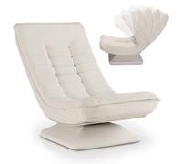 Juskys Poltrona Relax Korsika - Ergonomica e girevole a 360°, pieghevole con imbottitura a 5 strati - Poltrona in velluto comoda per il salotto - Beige