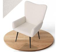 Juskys Poltrona Relax Odense, seduta in stile scandinavo con rivestimento in bouclé, schienale alto e imbottitura - Beige