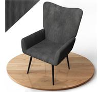Juskys Poltrona Relax Odense, seduta in stile scandinavo con rivestimento in tessuto a coste, schienale alto e imbottitura - Grigio