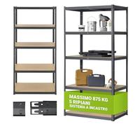 Juskys Scaffale Basic 200x100x60 cm 875 kg 5 ripiani scaffale in metallo grigio