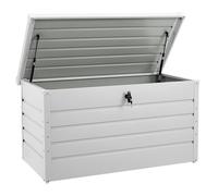 Juskys Scatola di stoccaggio in metallo Limani 380 litri - contenitore da esterno impermeabile e chiudibile a chiave - box da giardino per cuscini, Bianca