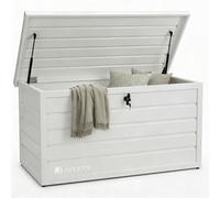 Juskys Scatola di stoccaggio in metallo Limani 380 litri - contenitore da esterno impermeabile e chiudibile a chiave - box da giardino per cuscini, Bianca