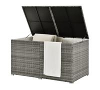 Juskys Scatola per cuscini Polyrattan Ikaria 950 L con coperchio con meccanismo di sollevamento e telo interno - Scatola per cuscini 145 x 82 x 79 cm per giardino - Scatola da giardino grigio-melange