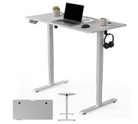 Juskys Scrivania regolabile in altezza 120x60 cm - Regolabile elettricamente senza step, tavolo da ufficio, scrivania da seduto e in piedi, spazio di archiviazione, funzione di memoria - Bianco