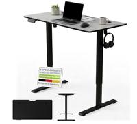 Juskys Scrivania regolabile in altezza 120x60 cm - Regolabile elettricamente senza step, tavolo da ufficio, scrivania da seduto e in piedi, spazio di archiviazione, funzione di memoria - Nero