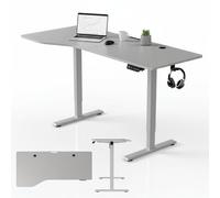 Juskys Scrivania regolabile in altezza 160x75 cm - Regolabile elettricamente senza step, tavolo da ufficio, scrivania da seduto e in piedi, spazio di archiviazione, funzione di memoria - Bianco