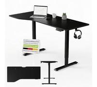 Juskys Scrivania regolabile in altezza 160x75 cm - Regolabile elettricamente senza step, tavolo da ufficio, scrivania da seduto e in piedi, spazio di archiviazione, funzione di memoria - Nero