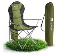 Juskys Sedia da Campeggio Lido Pieghevole - Con Portabevande, Tasca Laterale e Borsa - Sedia Imbottita con Braccioli e Schienale - Verde