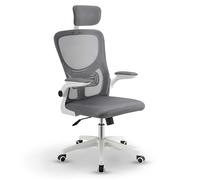 Juskys sedia da ufficio Baltimore - Design ergonomico, traspirante, regolabile in altezza, stile moderno, materiali di alta qualità - grigio e bianco