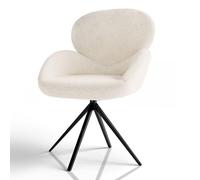 Juskys Sedia girevole Albano - Bouclé - Girevole a 360° & imbottita, rivestimento facile da pulire, gambe in metallo regolabili, design moderno, per sala da pranzo e cucina - Crema