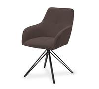 Juskys Sedia Girevole Clyde Con Braccioli - Moderna Imbottita per Sala Da Pranzo - Rivestimento in Tessuto Velluto Marrone a Coste - Caricabile Fino a 120 kg