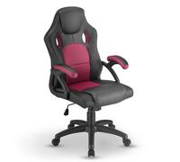 Juskys Sedia racing da scrivania Montreal bordeaux | Braccioli imbottiti e schienale ergonomico | Sedia da ufficio Sedia girevole Sedia da gaming